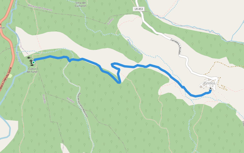 Camino de Pinillos a Pradillo walking route map in Pradillo
