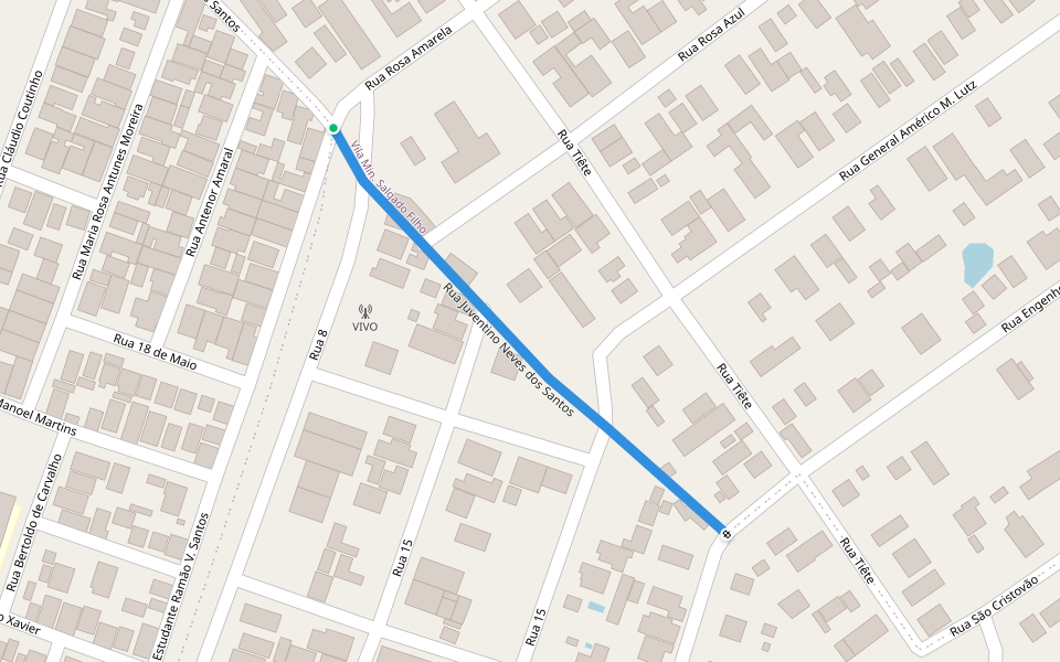 Rua Juventino Neves dos Santos walking route map in Ponta Porã