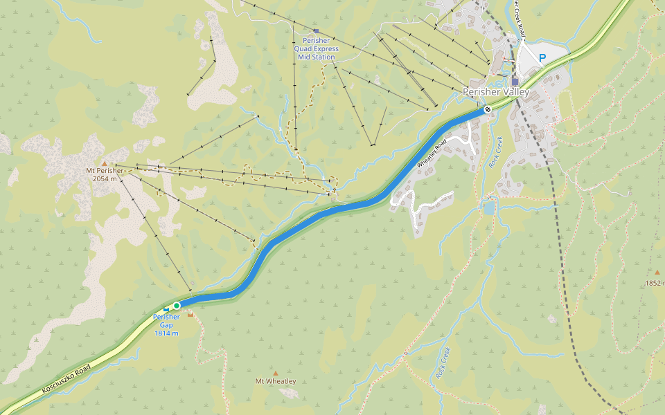 Kosciuszko Road Trail walking route map in Perisher Valley