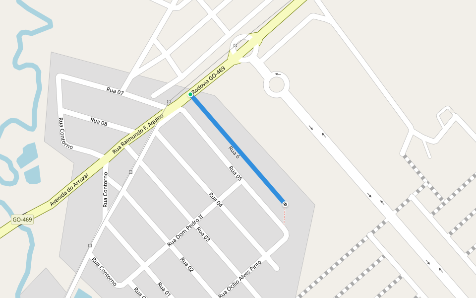 Rua 6 walking route map in Trindade