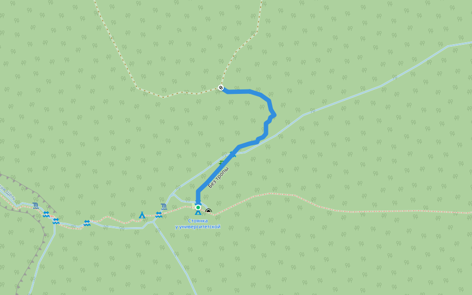 Без тропы walking route map in Khrebtovoe
