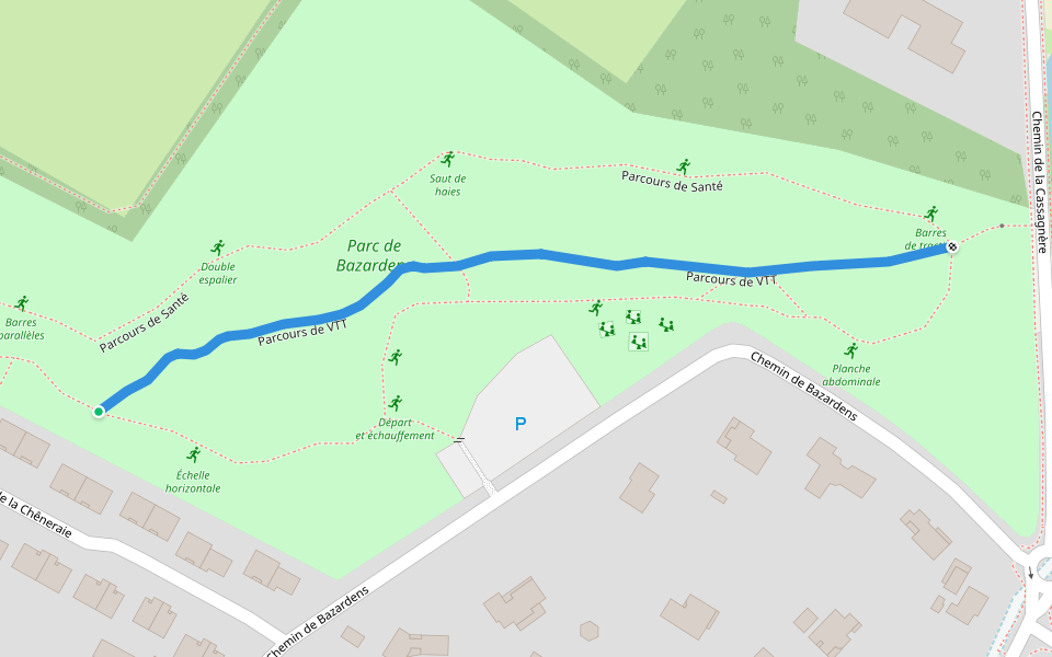 Parcours de VTT walking route map in Cugnaux