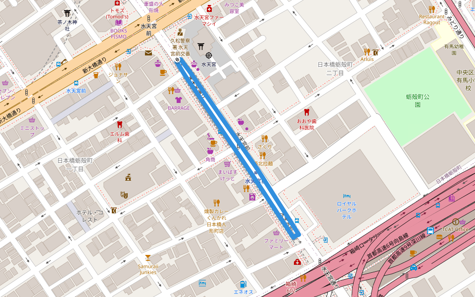 水天宮前 walking route map in Chuo City