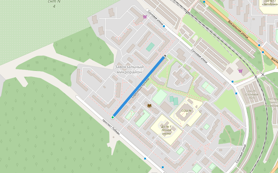 Сиреневый бульвар walking route map in Chaykovsky