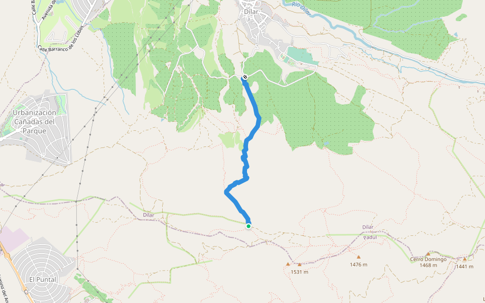 Vereda del Manar walking route map in Padul