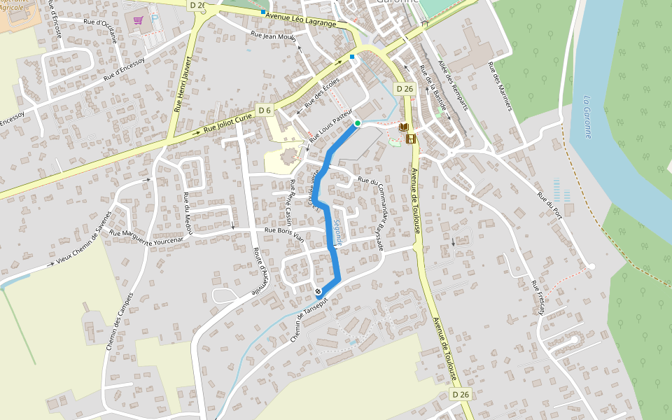 La Coulée verte walking route map in Verdun-sur-Garonne