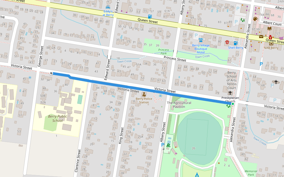 Victoria Street walking route map in Berry