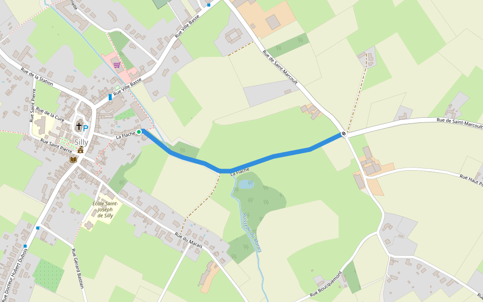 La Flache walking route map in Silly