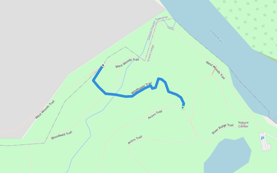 Wildflower Trail walking route map in Grand Ledge