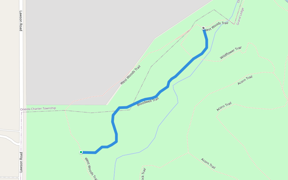 Bloodwell Trail walking route map in Grand Ledge