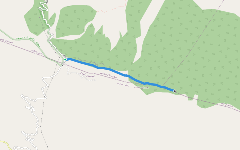 خاکی کوهنوردی walking route map in Ilam