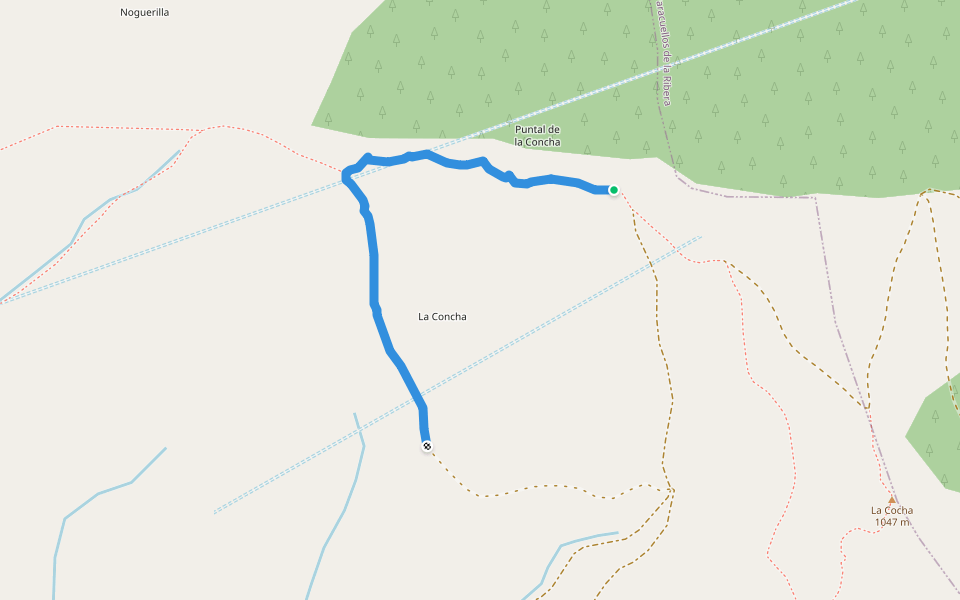Senda la Concha walking route map in Paracuellos de la Ribera