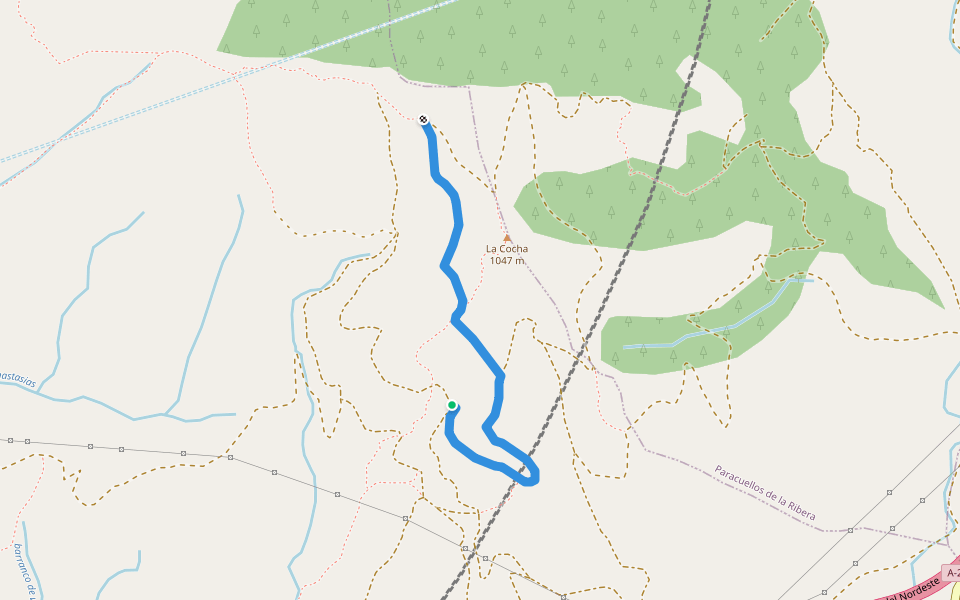 Senda Colino walking route map in Calatayud