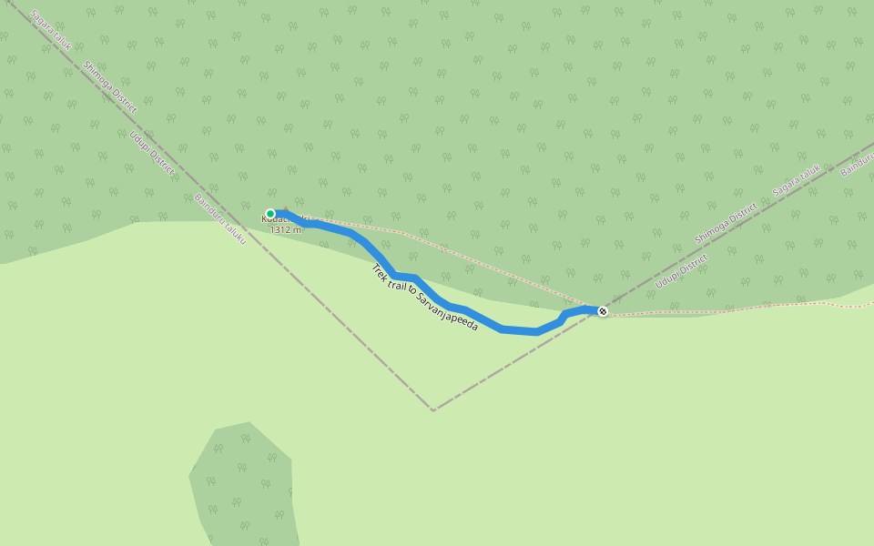 Trek trail to Sarvanjapeeda walking route map in Valuru