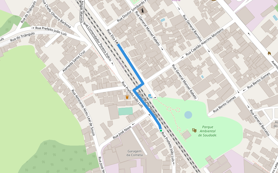 passarela de Saudade walking route map in Barra Mansa