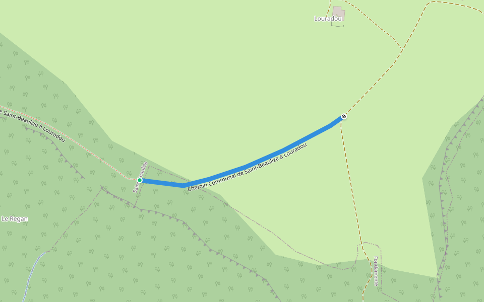 Chemin Communal de Saint-Beaulize à Louradou walking route map in Saint-Beaulize
