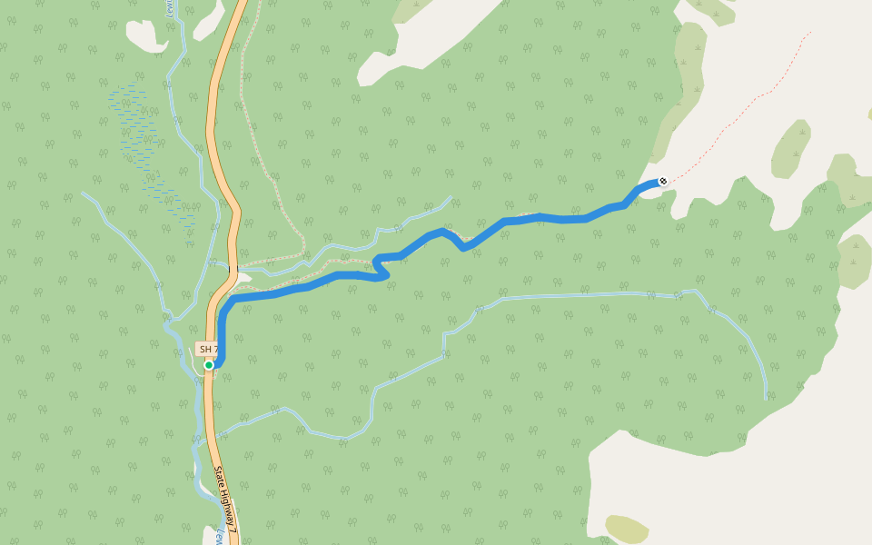 Foleys Track walking route map in Lewis Pass