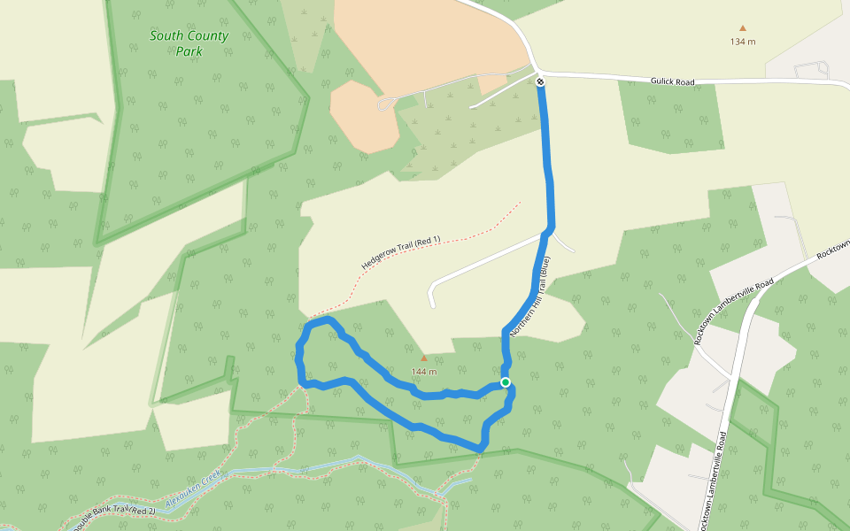 Northern Hill Trail (Blue) walking route map in West Amwell Township