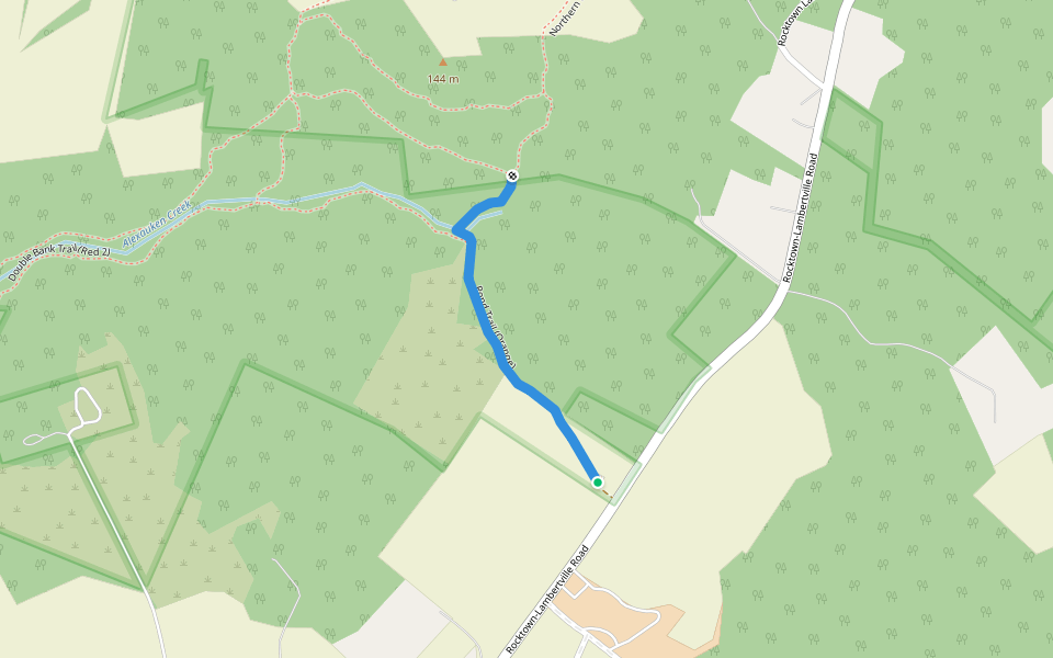 Pond Trail (Orange) walking route map in Lambertville