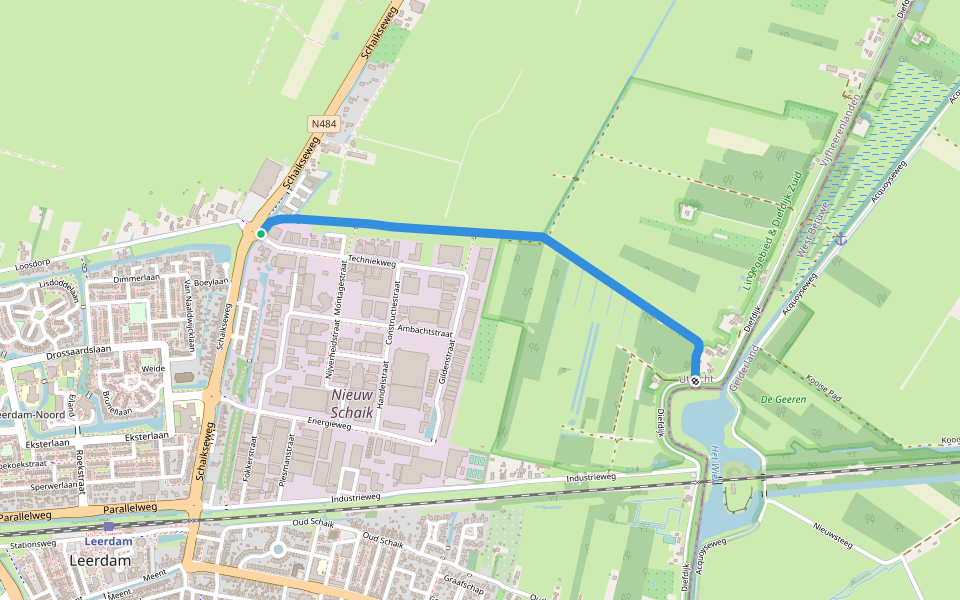 Donkere Kade walking route map in Leerdam