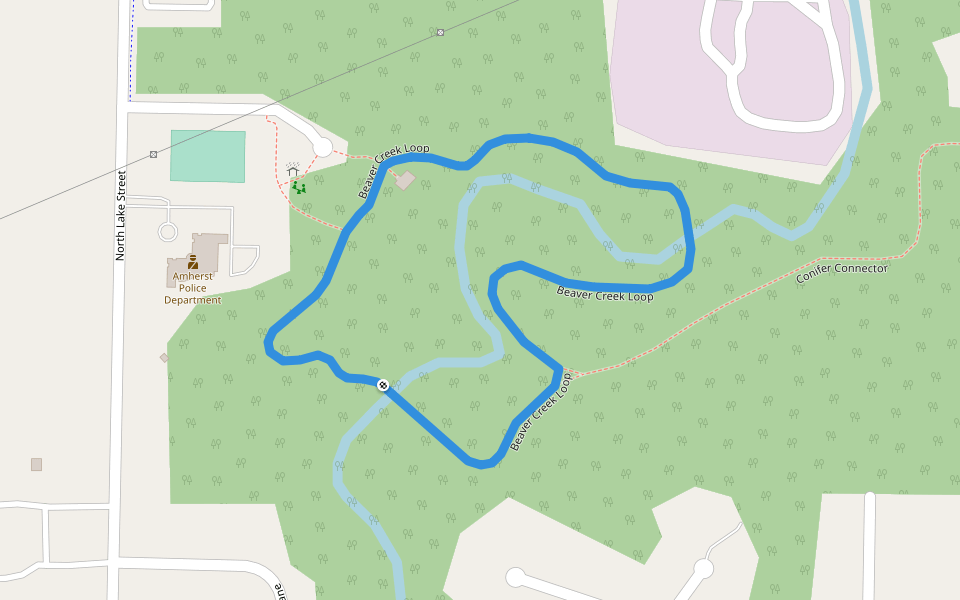 Beaver Creek Loop walking route map in Amherst