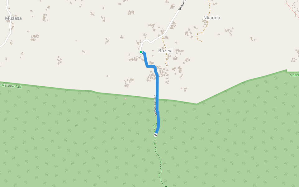Muhabura Road walking route map in Nyarusiza
