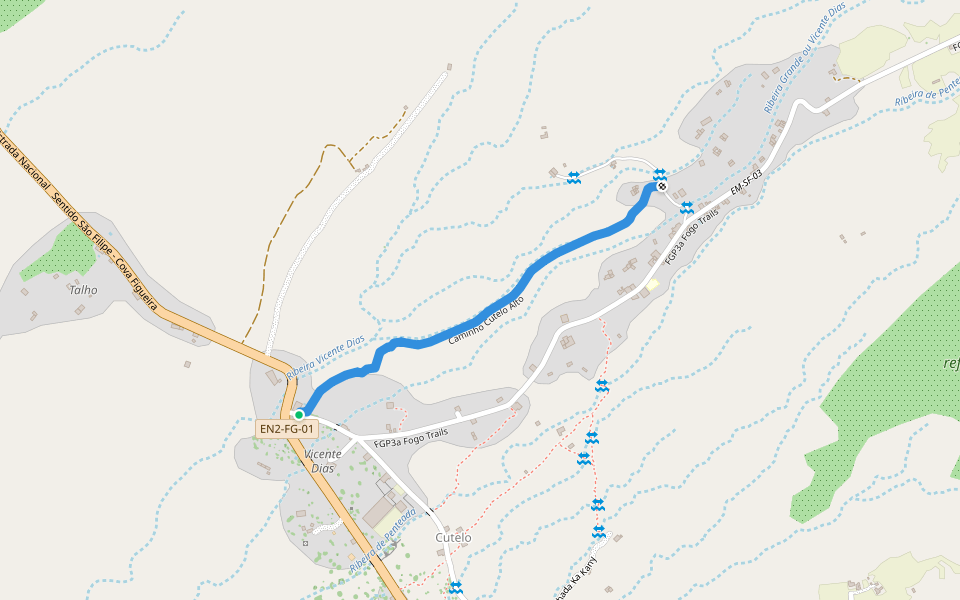 Caminho Cutelo Alto walking route map in Cova Figueira