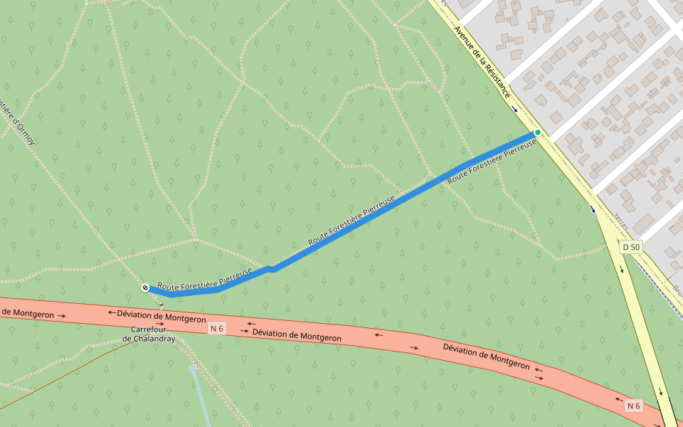 Route Forestière Pierreuse walking route map in Yerres