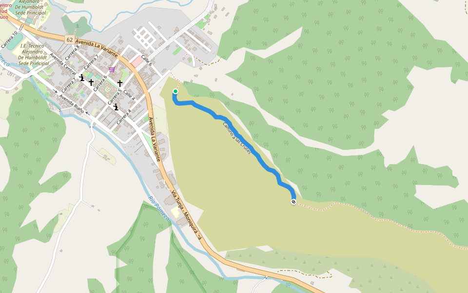 Camino a las Cruces walking route map in Arcabuco