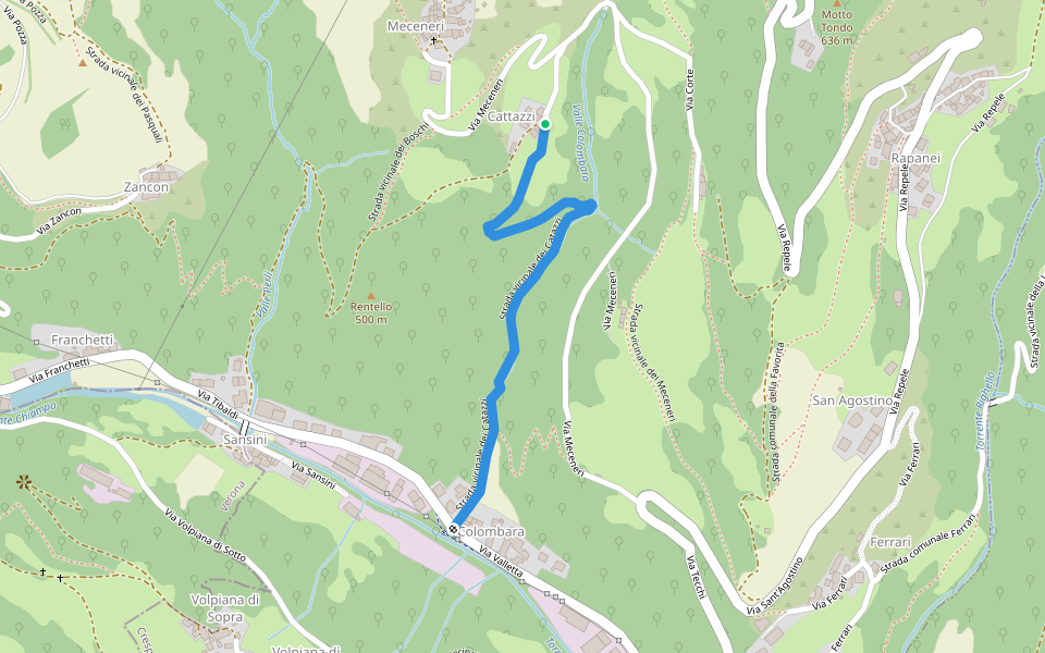 Strada vicinale dei Catazzi walking route map in Meceneri