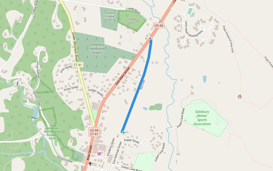 Rail-trail walking route map in Salisbury