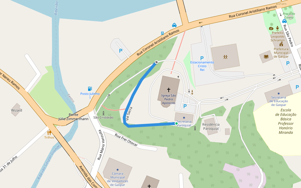 Via Sacra walking route map in Gaspar