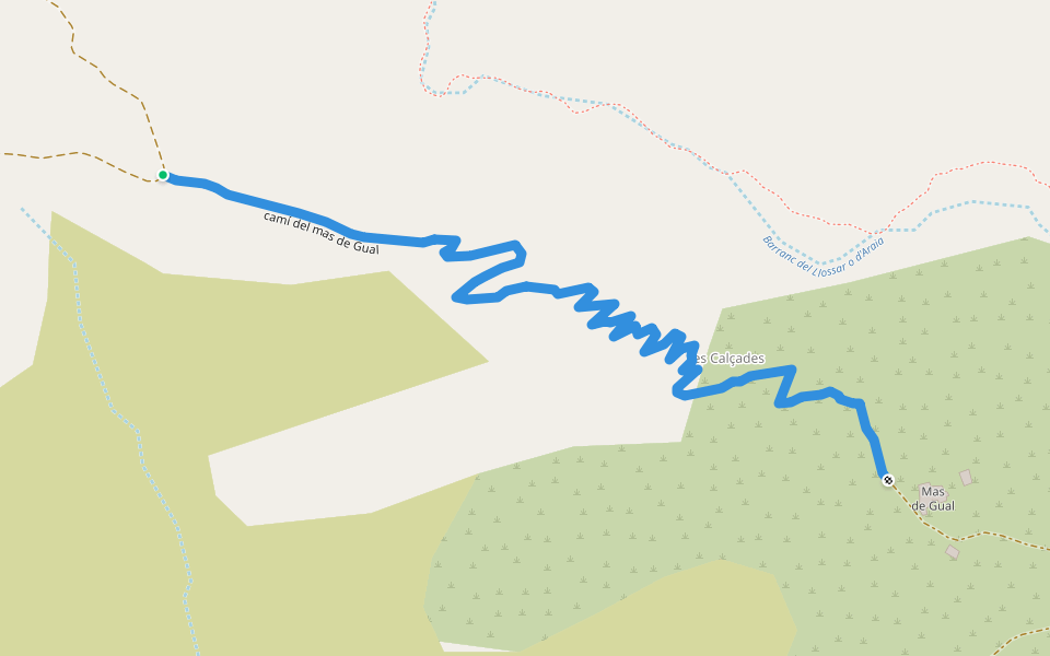 camí del mas de Gual walking route map in Argeleta