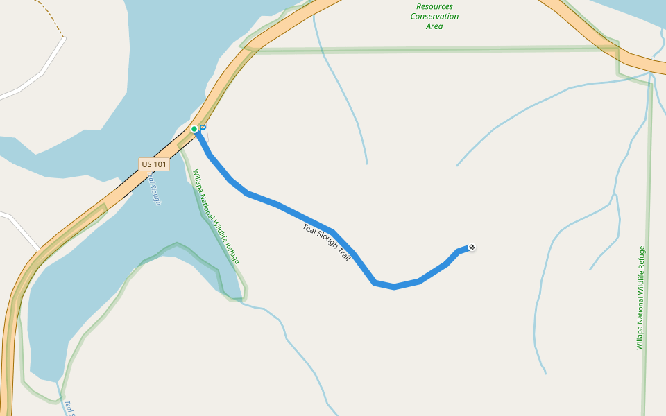 Teal Slough Trail walking route map in Naselle