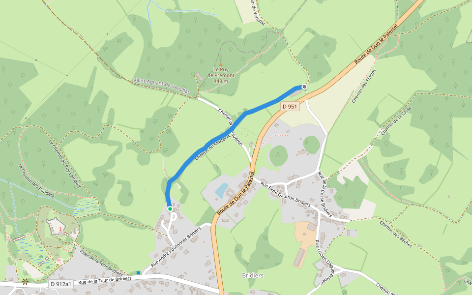 Chemin du Morteret walking route map in La Souterraine