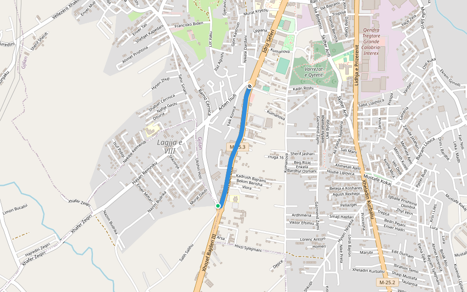 Skënderbeu walking route map in Gjilan