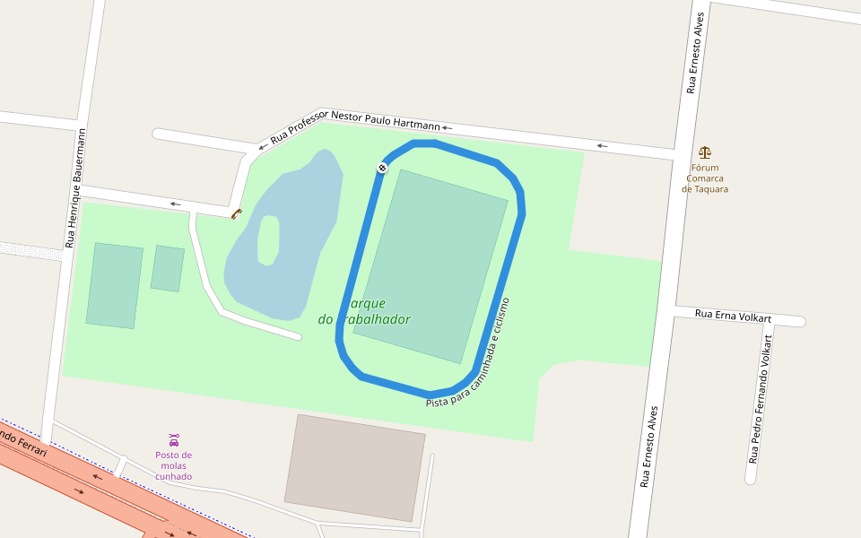 Pista para caminhada e ciclismo walking route map in Taquara