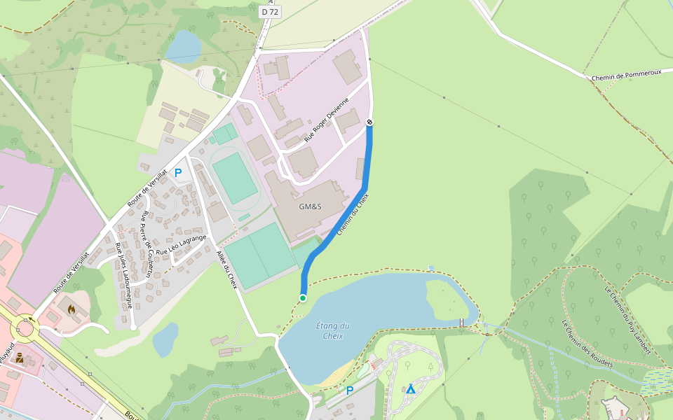 Chemin du Cheix walking route map in La Souterraine