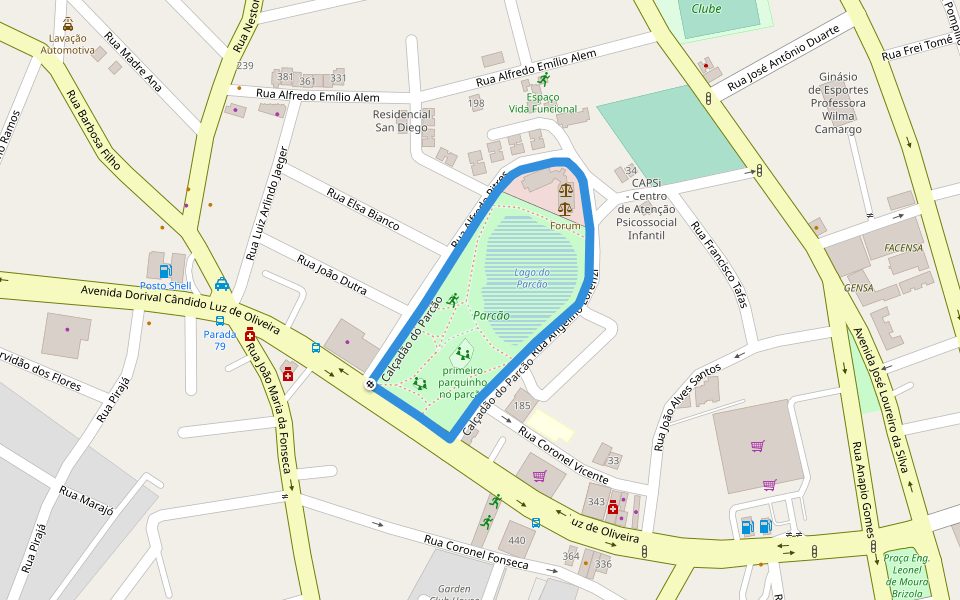 Calçadão do Parcão walking route map in Gravataí district