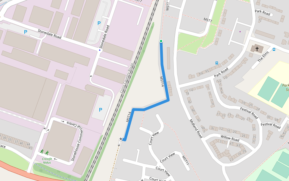 MST14 walking route map in Stonehouse