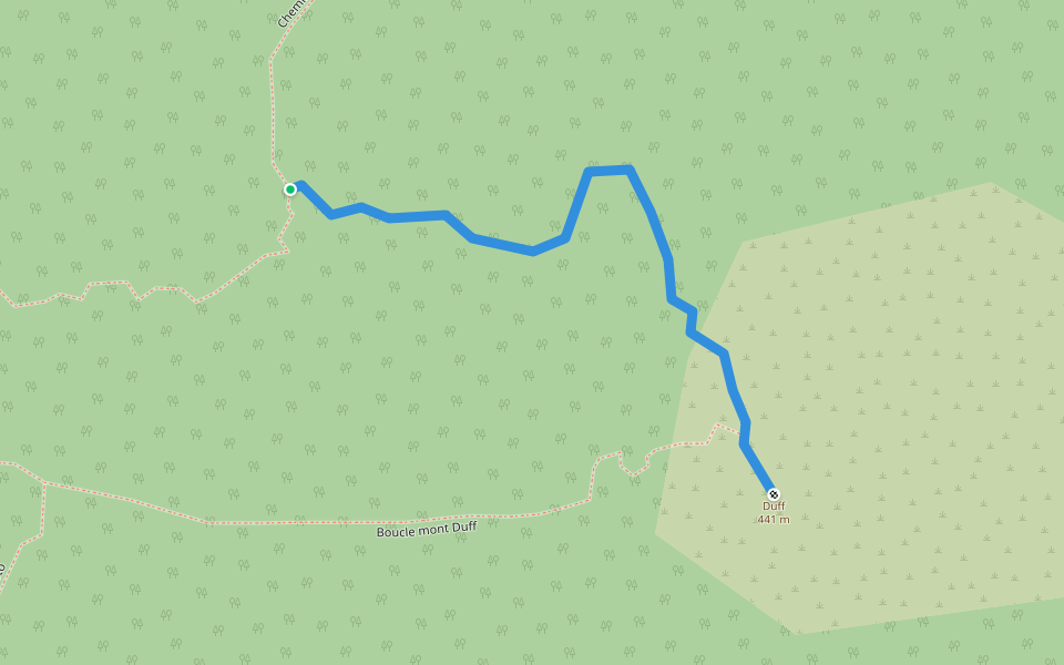 Chemin du Mont Duff walking route map in Gambier