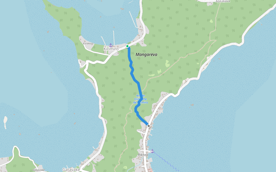 Traversière Kirimiro walking route map in Gambier
