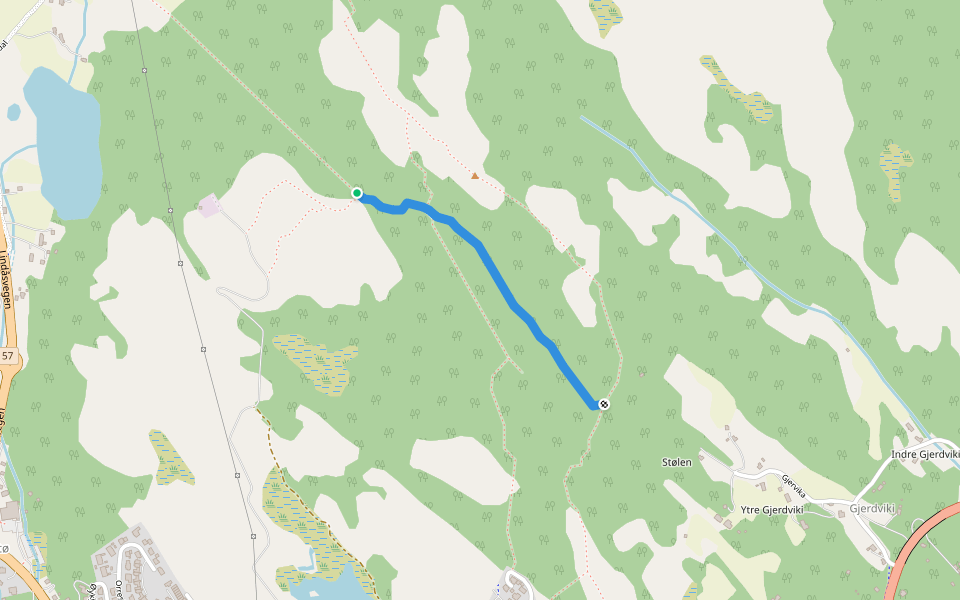 Gamle skuleveg walking route map in Isdalstø