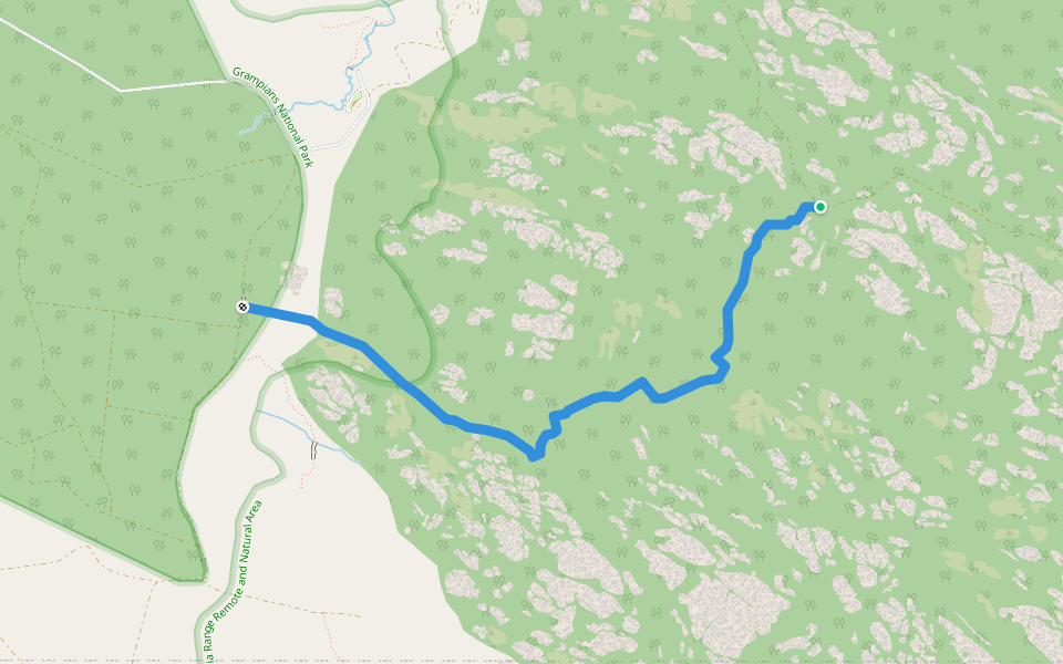 Hut Creek Track walking route map in Grampians