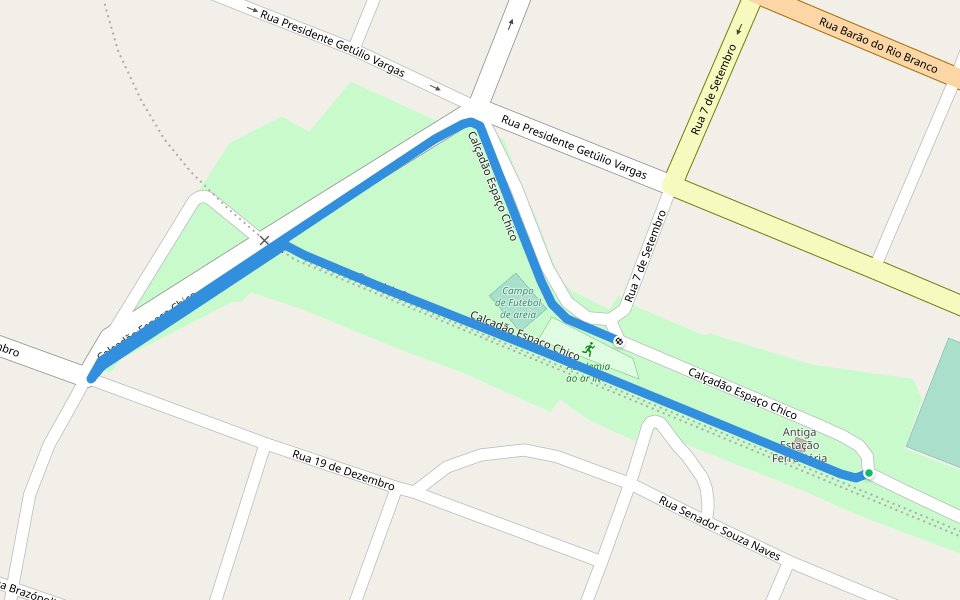 Calçadão Espaço Chico walking route map in Wenceslau Braz