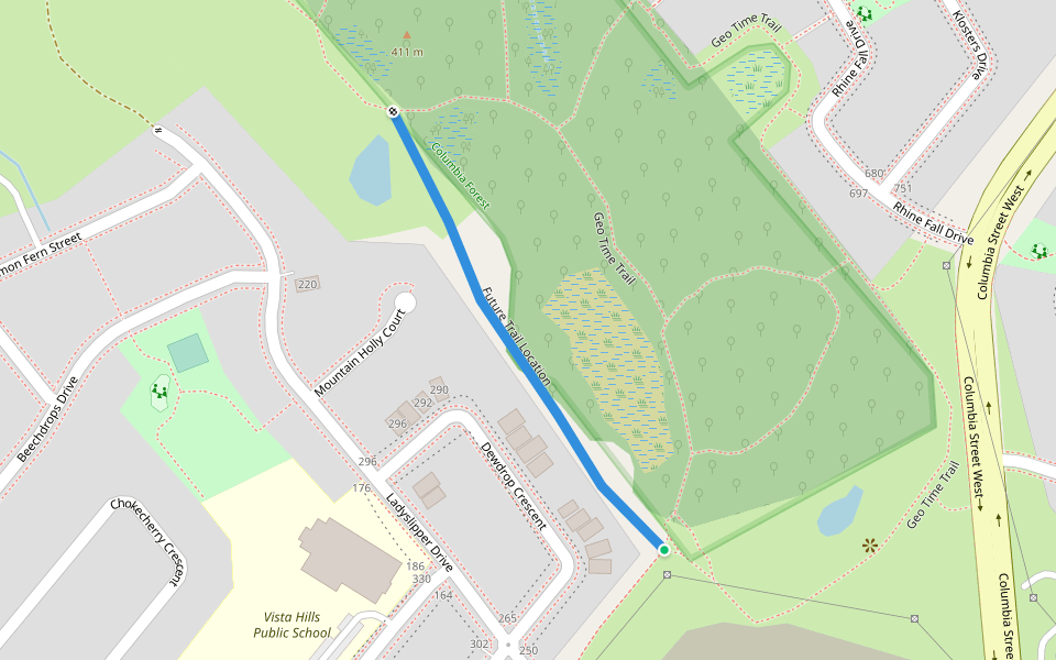 Future Trail Location walking route map in Waterloo