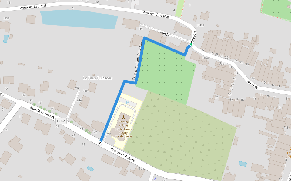 Sentier du Faux Ruisseau walking route map in Pagny-sur-Moselle