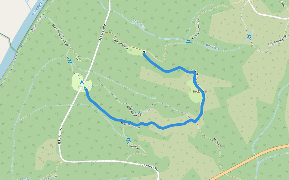 Beck Bluff Loop walking route map in Monticello