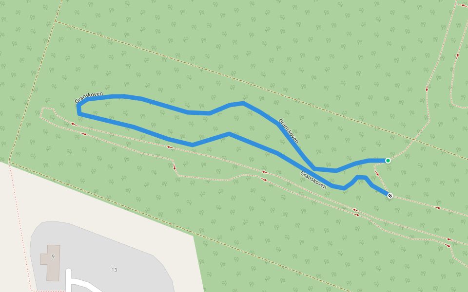 Granskoven walking route map in Ølgod