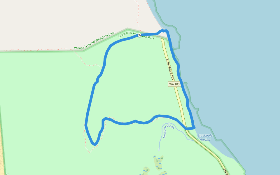Dune Forest Loop Trail walking route map in Ocean Park